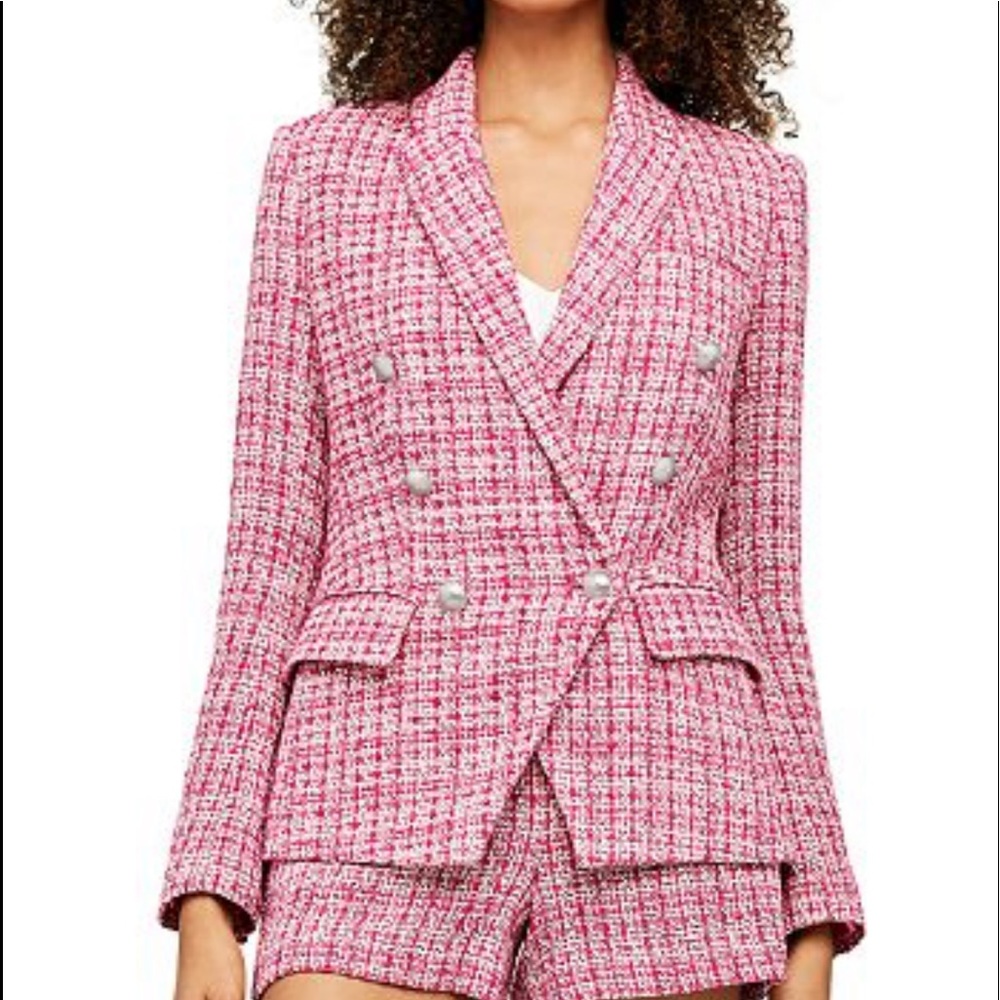 L’Agence pink tweed blazer